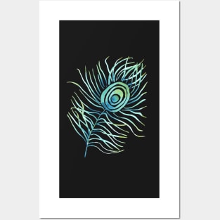 Pink Peacock Feather on White Background Posters and Art